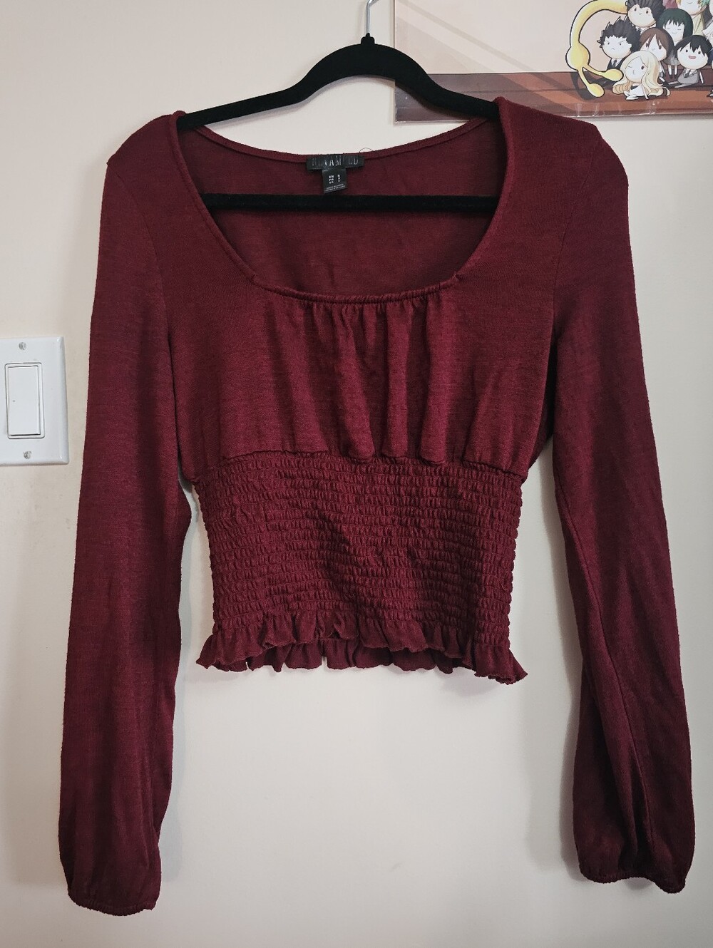 Revamped Burgundy Red Long-sleeved Shirt